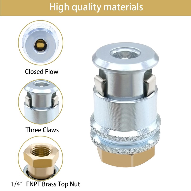 YSIL Locking Large Bore Air Chuck,1/4FNPT Closed Flow Tire Chuck