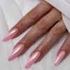 Chrome Pink Press on Stiletto Gradient Glossy Acrylic Aurora Full