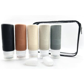 Kit de Viaje Envases Silicona INCLUYE 2 Protectores Para Cepillos de Dientes, Ideal para Llevar tus Líquidos en el Avión o al GYM.