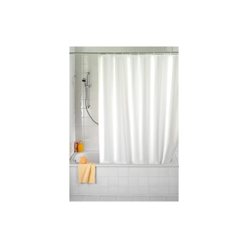 Wenko Shower Curtain, Plain Washable with 8 Shower Curtain Rings