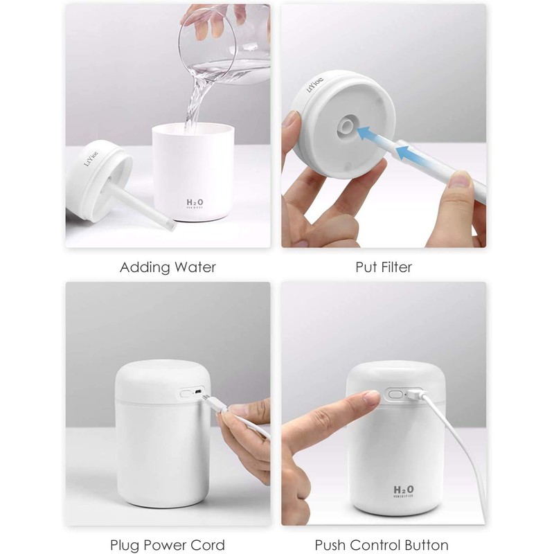 LtYioe Colorful Cool Mini Humidifier, USB Personal Desktop Humidifier for