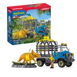 schleich DINOSAURS — Dinosaur Transport Mission, 43-Piece Play Set with Triceratops Figure and Transport Truck, Dinosaur Toys for Boys and Girls Ages 4+