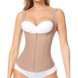 FAJAS MELI'BELT 5043 Waist Trainer Vest 7 Bones Faja Chaleco High Compression Cinturillas Reductoras y Moldeadoras Brown