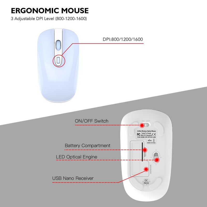 cimetech Wireless Keyboard and Mouse Combo, Compact Full Size Wireless