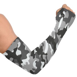 Dussdil Gray Black Camouflage Gardening Arm Sleeves Jungle White Camou Farm UV Sun Protection Cooling Arm Sleeves for Garden Farm Women Men with Thumb Hole