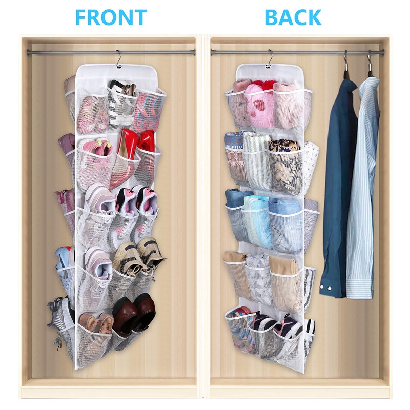 MISSLO 30 Pockets Dual Sided Hanging Baby Shoe Organizer for