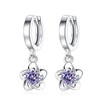 Salanda Sterling Silver CZ Dangle Earrings, Purple Plum Blossom Drop