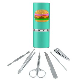 Simple Summer Hamburger Stainless Steel Manicure Pedicure Grooming Beauty Care Travel Kit