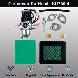 LLANNDER Carburetor Kit for Honda EU3000i/EU3000is Generator with Air Filter, Fuel Filter, Gaskets, Spark Plug & Fuel Line Replaces 16100-ZL0-D66 16100-ZL0-D65