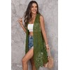 WESURE Sheer Cardigan Crochet Sleeveless Cover Up Mesh Patchwork Hippie