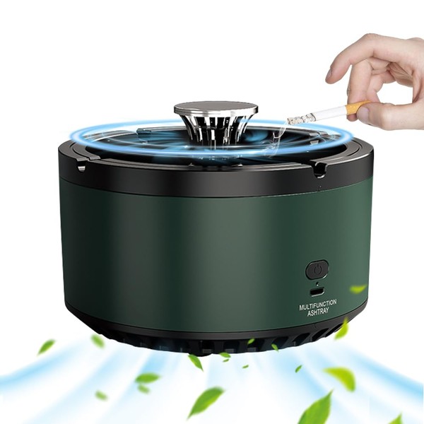 FENGQ Smokeless Ashtray with Air Purifier, 2 in 1 Electronic Ashtray with Filter, Portable Ashtray with Suction USB Smokeless Air Purifier 360 Degree Surround for Home Car