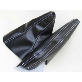 Kar Designers Vinyl w/White Stitch Manual Shift & EBrake Boot SET Fits 91-99 Mitsubishi 3000GT