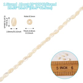 89 Pcs Natural Trochus Seashell Beads Oval Smooth Gemstone Loose Beads for DIY Bracelet Necklace Anklet Choker Ocean Beach Jewelry Making