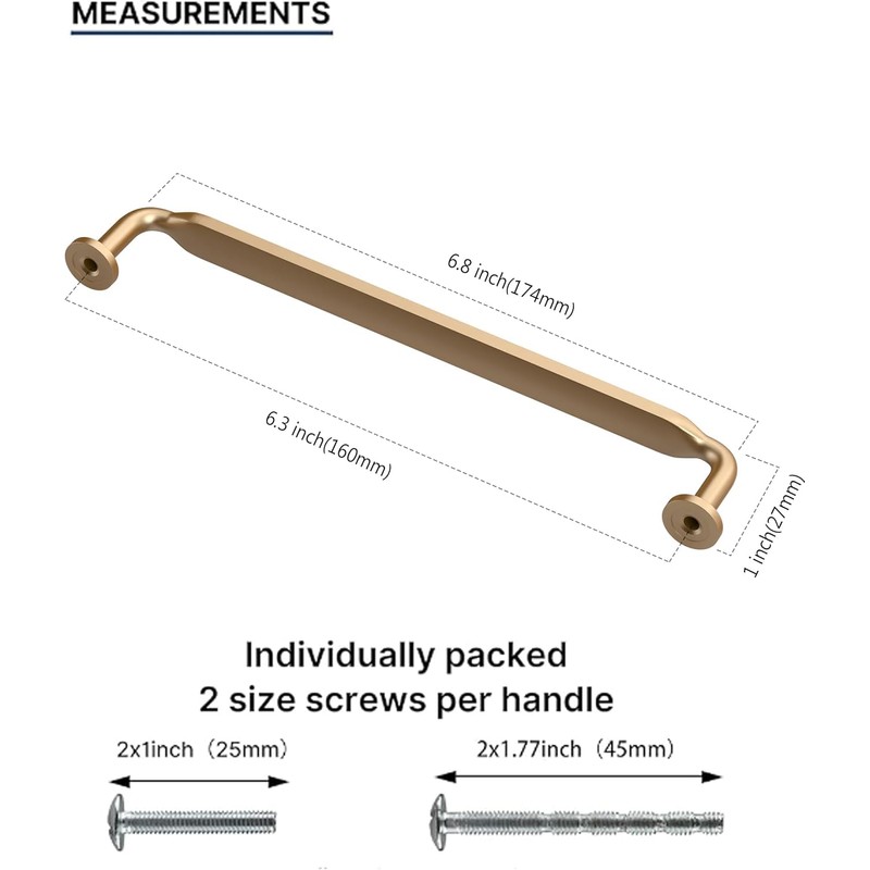 Amerdeco 10 Pack Champagne Bronze Cabinet Pulls 6.3 Inch(160mm) Hole