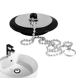 Universal Bath Plug, Sink Plug Replacement, kitchen Sink Plug Drain Stopper with Stainless Steel chain for Bathtub Bathroom Kitchen (Size 1.69in To 1.77in)