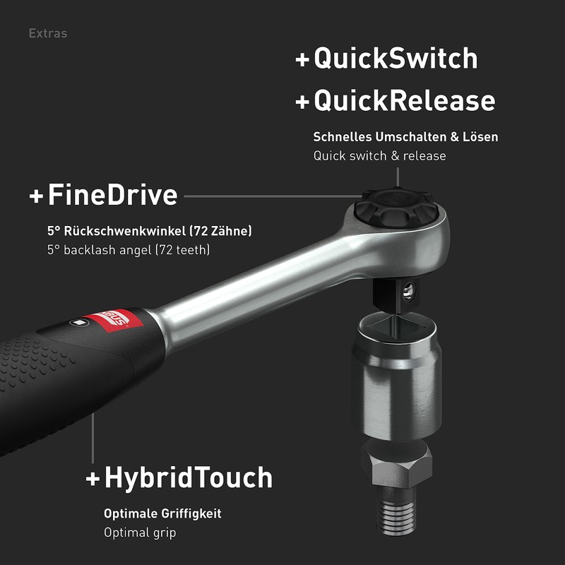 INBUS® 74070 Ratchet 3/8 Inch with Fine Teeth (72 Teeth)