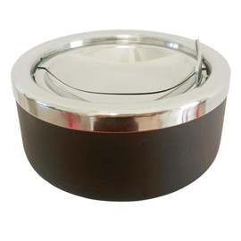 hanlongyu Cenicero para exteriores con tapa, con tapa abatible de acero inoxidable para cenizas, ceniceros de metal a prueba de viento para cigarrillos, fumadores, cenicero de computadora para