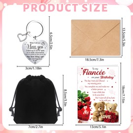 Luvart Fiancee Birthday Card for Her - 2Pcs Fiancee Gifts, Romantic Bear Rose Birthday Card Envelopes, I Love You Keyring, Sweet Valentines Birthday Gifts to Girlfriend My Bride to Be from Fiance