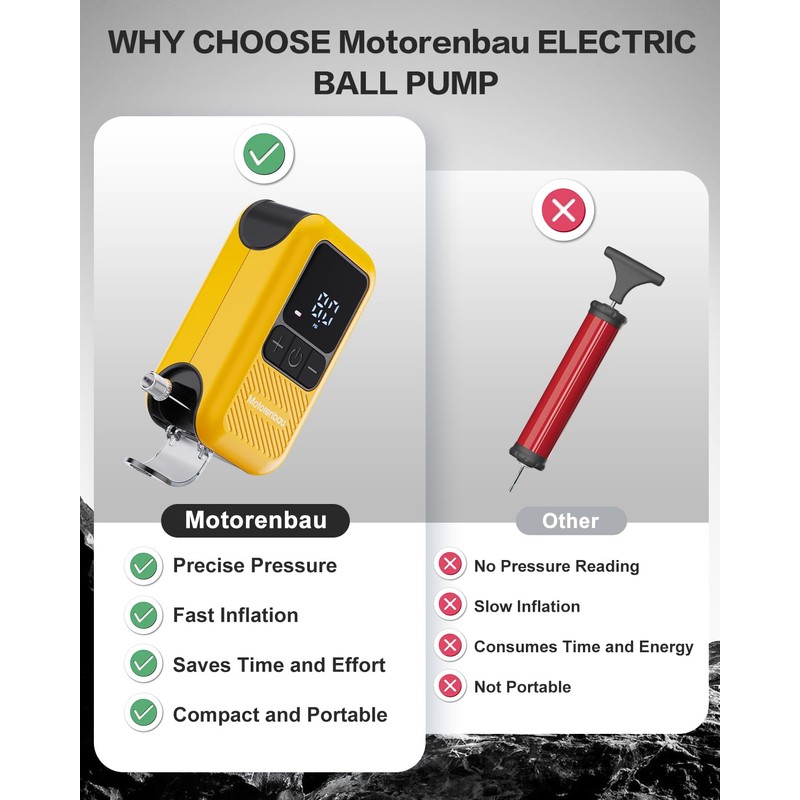 Motorenbau Electric Ball Pump for Sports Balls with LCD Display