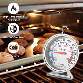 Oven Thermometers for Gas or Electric Oven Temperature Gauge with 100-600°F/50-300°C,Large Dial & Numbers,Best Kitchen Thermometer for Long Time in Oven Baking, Cooking,No Fading Color-Efeng