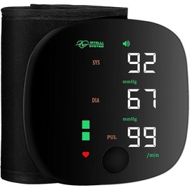 Wrist Blood Pressure Monitor Led Display, Touch Screen Wrist Blood Pressure Cuff 99x2 Reading Memory Wrist Bp Monitor with Carrying Case(Black) Health Monitoring Adjustable