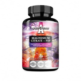 Magnesium Citrate 120mg + Vitamin B6 (P-5-P) 5mg, 200 Vegan Capsules, 6 Months Supply, Organic Form of Magnesium - Supplement for Nerve and Muscle Function - by Apollo's Hegemony