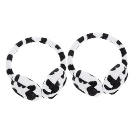 PACKOVE 2pcs Adjustable Ear Warmer Earmuffs Plush Winter Ear Covers with Cute Cow Pattern for Cold Weather Outdoor Activities
