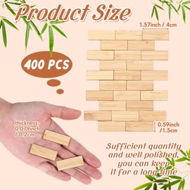 Burbell 400 Pcs Miniature Dollhouse Flooring on 1: 12 Scale Mini Wooden Dollhouse Floor Boards Geometric Bamboo Doll House Furniture Wood Mini Floor Boards for Model Accessories