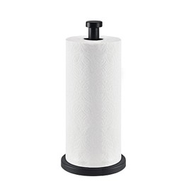 Topsky Soporte de Pie para Rollo de Papel de Cocina – Base Pesada con Ventosas, Apto para Rollos Estándar y Jumbo, Negro Mate, Ideal para Cocina