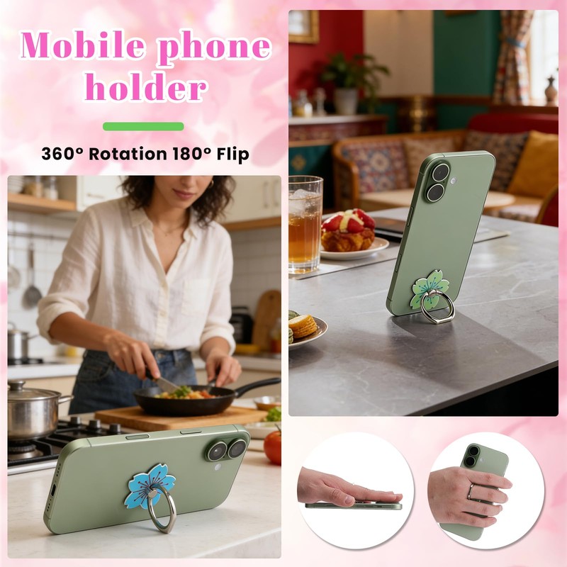 8 Pcs Cell Phone Ring Stand, Flower Shaped Phone Ring