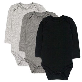 HonestBaby unisex-baby 3-pack Long Sleeve Bodysuits One-piece 100% Organic Cotton for Infant Baby Girls, Boys, Gray Ombre, 18 Months