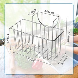ADERTOS Sink Organiser, Stainless Steel Sink Caddy Organiser, Sink Organiser, Silver Sponge Holder, Organiser, Basket, Kitchen Caddy Holder, Bottom Hole for Kitchen, Sponge, Brush
