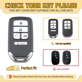 FT FUNTOR Car Key Cover for Honda, 6 Buttons Remote Key Fob Cover Compatible with Honda Accord Civic Odyssey CRV Pilot (Blue)