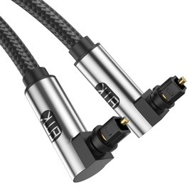 EMK Upgrade 90Degree Optical Cable for Soundbar to TV,360 Degree Free-Rotating Plug Fiber Optic Cable S/PDIF Toslink Male to Male Cable for Home Theater, Soundbar, Gaming Console, Speaker(5FT/1.5M)
