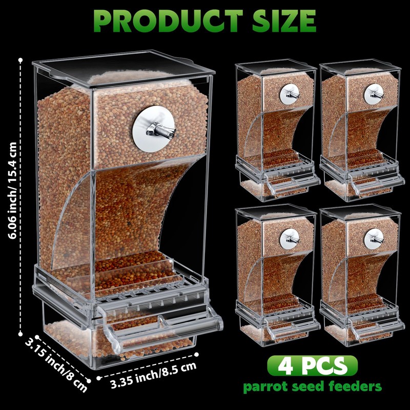 Yaomiao 4 Pcs No Mess Bird Feeders Automatic Parrot Water