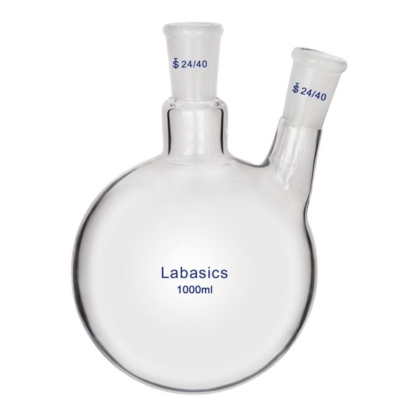 Labasics Glass 1000ml 2 Neck Round Bottom Flask RBF, with