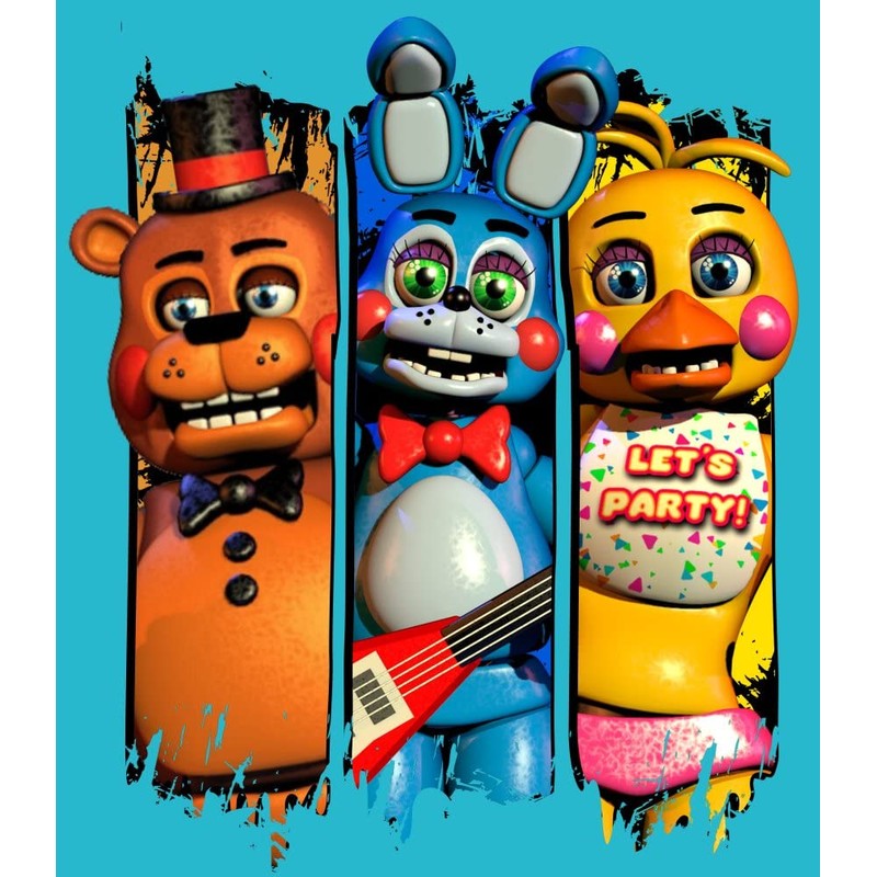 Five Nights at Freddy’s Characters Pins Boy’s Black T-Shirt-L