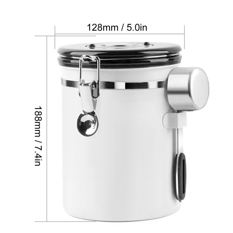 Sealing Container with Spoon Stainless Steel Coffee Beans Canister with