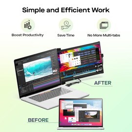 Mobile Pixels New Duex Max DS 14.1'' FHD 1080p Laptop Screen Extender, USB Type-C/HDMI Ports, Portable Monitor for 14'' to 17 Inch Laptops, Compatible with macOS/Windows/Apple/Android/Switch(Black)