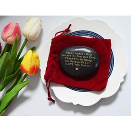Happy Father's Day for Dad Gifts, Engraved Rock Best Dad Happy Birthday Gifts I Love You Gifts Daddy Gifts Decorative Stones with Red Velvet Bag (Dad)
