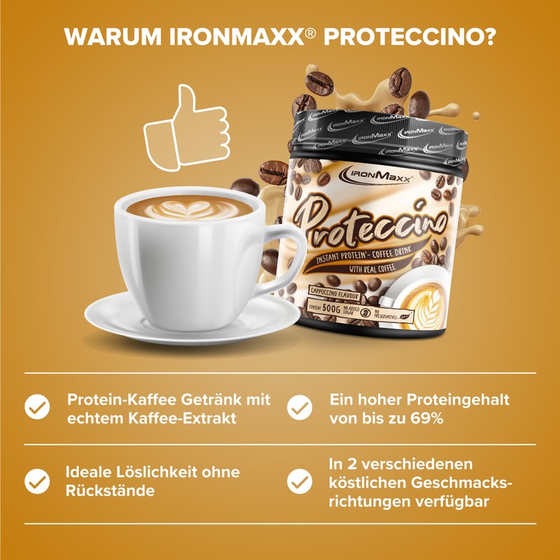 IronMaxx Proteccino Cappuccino 500 g Tin / Protein Coffee with