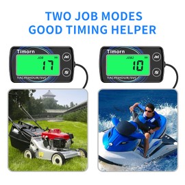 Small Engine Tachometer Hour Meter: Timorn Digital Inductive Waterproof Tiny Tach Meter & RPM Meter & HR Meter for Dirt Bike | Chainsaw | Lawn Mower | Generator Motorcycle Boat Marine Outboard