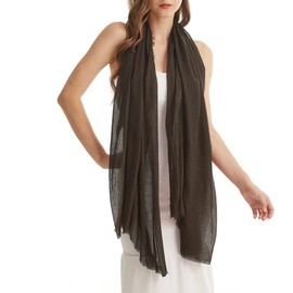 Kakaly Women Scarf Cotton Linen - Chic Ladies Solid Scarves Soft Large Long Wrap Shawl Headscarf Lightweight Neck Scarf Hijab,180×100CM