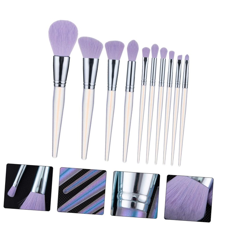Mikinona 10pcs Makeup Brush Set Eye Shadow Foundation Blush Artificial
