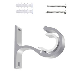 sjjjs 2 Piece Curtain Pole Bracket Set 28mm Diameter Aluminum Curtain Rod Holder for Drapery or Cabinet (White)