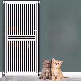 방묘문 무타공 높이 중문 대형 흰색 현관 펜스 휀스 [B. 흰색 200c] Non-drilling height medium door large white entrance fence [B. White 200c]