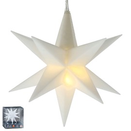 Luminous Star Plastic Christmas Star for Hanging Illuminated with Timer Function in Various Colours Including Bulb Diameter 12 cm (White)