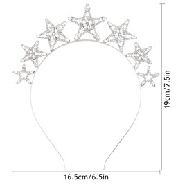 Mimeile Star Headband Bling Rhinestone Crown Hairband Silver Alloy Hair Accessories Gift for Wedding Bridal Costume Festival Birthday Party Supplies