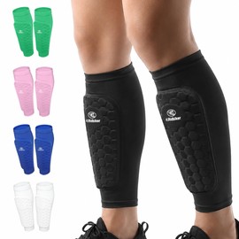 Soccer Shin Guards Shin Pads, Calf Compression Sleeve with Honeycomb Pads, Lightweight Shin Defender Shin Guards Kids for Adult Men Women, Boys, Girls, Youth