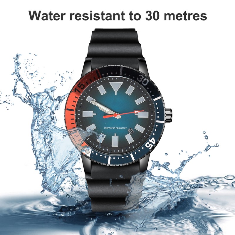 Rotating Bezel Watch Luminescent Automatic Date Analog Display Calendar Waterproof